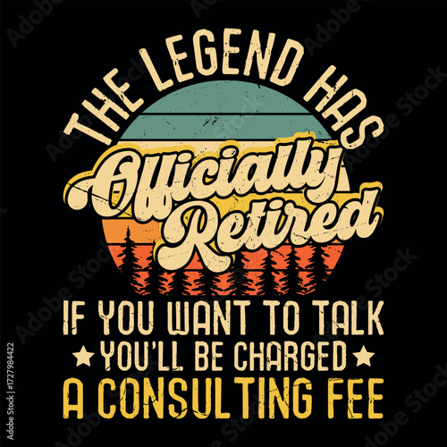 Funny Retirement Officially Retro Vintage Retired T-shirt Design