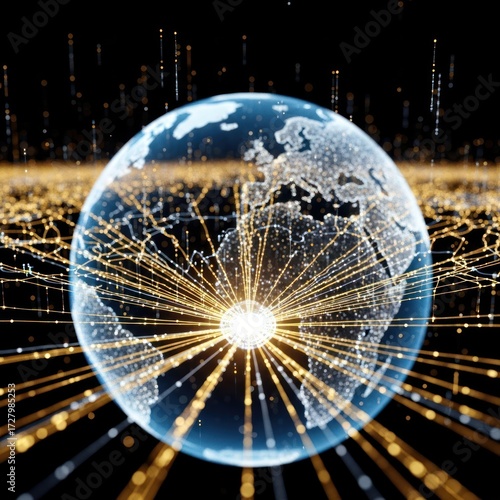 Global network connection and data exchange concept.