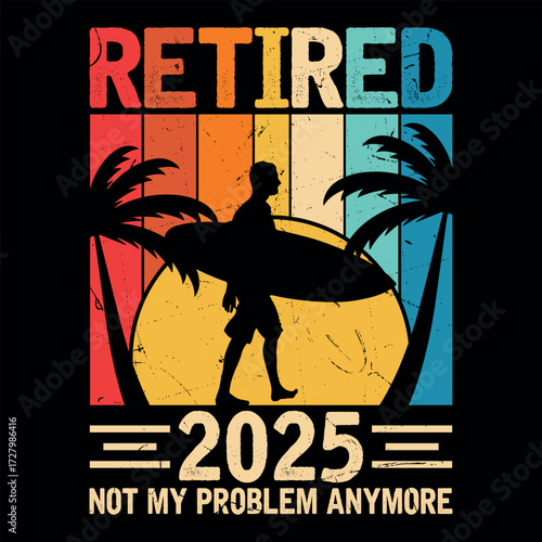 Funny Retirement Officially Retro Vintage Retired T-shirt Design