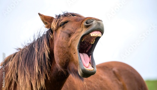 Close-up of a horse yawning