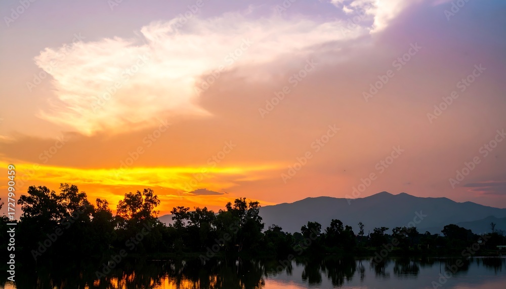 Obraz premium Sunset over a lake (1)