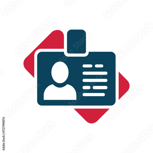 Blue identification card displays a silhouette of a person and some text on white background