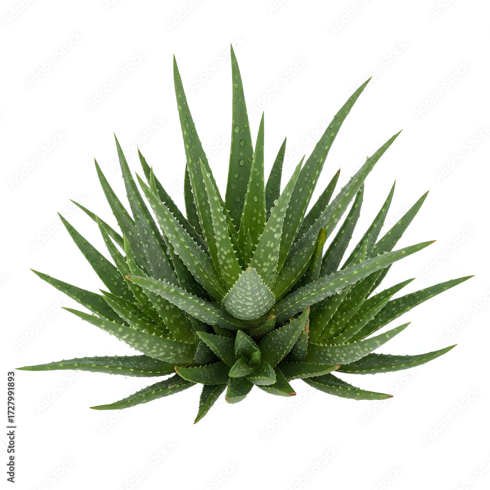 Fototapeta premium Aloe vera plant isolated on white background, showcasing its natural beauty and medicinal properties, perfect for health and wellness themes