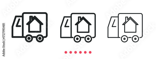 House moving icon. Thin line icon vector