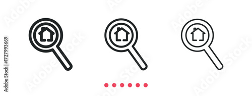 Search house icon. Thin line icon vector