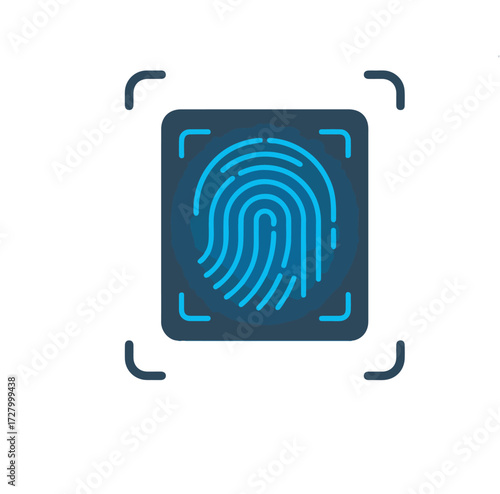 Digital Fingerprint Scan Icon Symbolizing Biometric Identification and Security Technology
