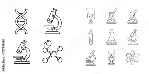 Set of Scientific and Laboratory Outline Icons