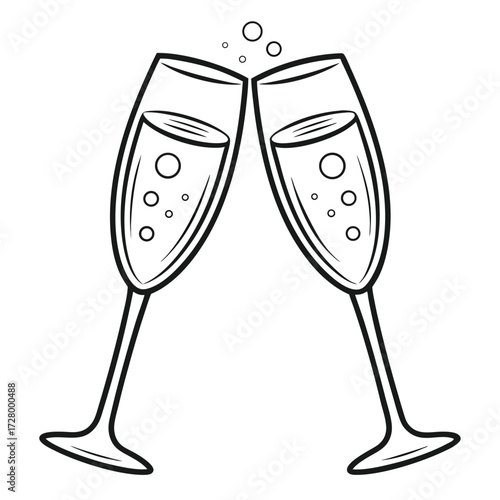 Two champaign glasses clinking celebration toast
