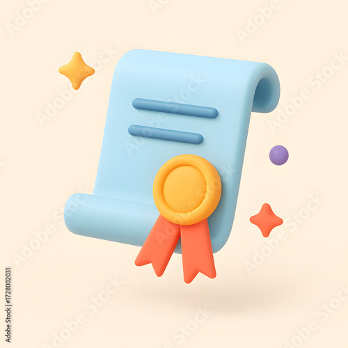 3d certificate scroll with ribbon