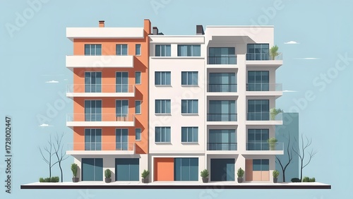 アパート、集合住宅の建築イラスト