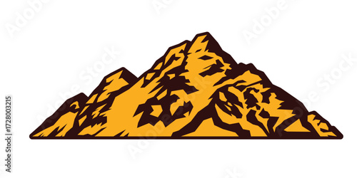 Brown and Orange Mountain Silhouette Illustration for Outdoor and Adventure Design