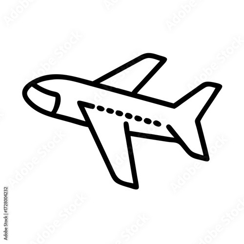 Airplane travel icon simple illustration black outline copy space

