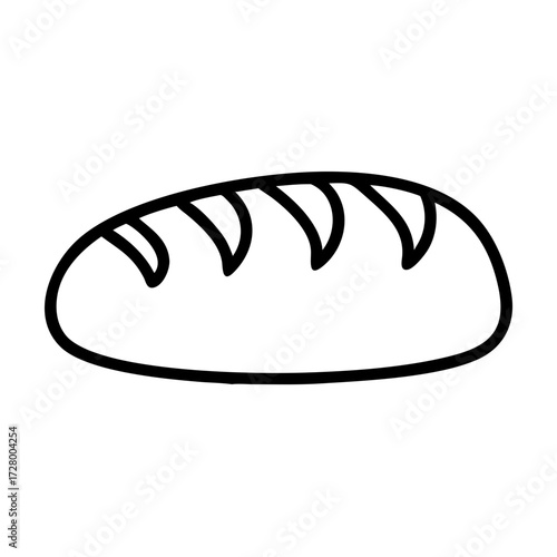 Bread loaf bakery icon simple illustration black outline copy space
