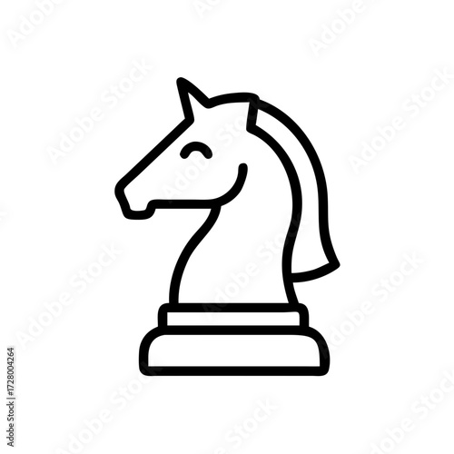 Chess piece strategy icon simple illustration black outline copy space
