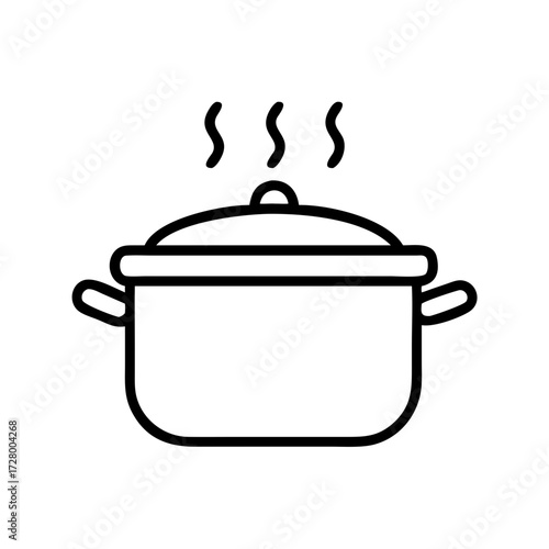 Cooking pot icon simple illustration black outline copy space
