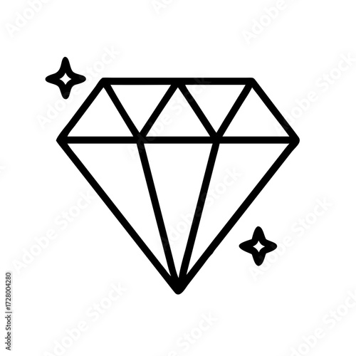 Diamond jewelry icon simple illustration black outline copy space
