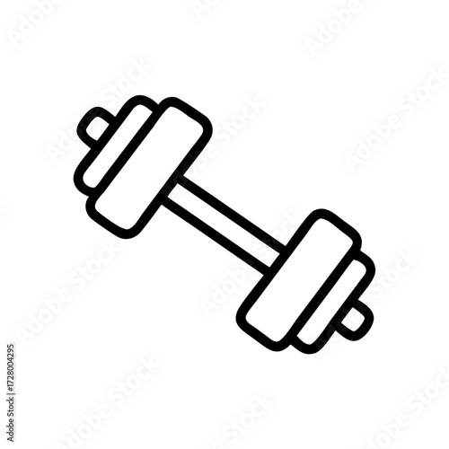 Dumbbell workout icon simple illustration black outline copy space
