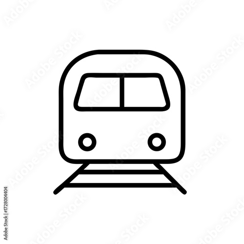 Train travel icon simple illustration black outline copy space
