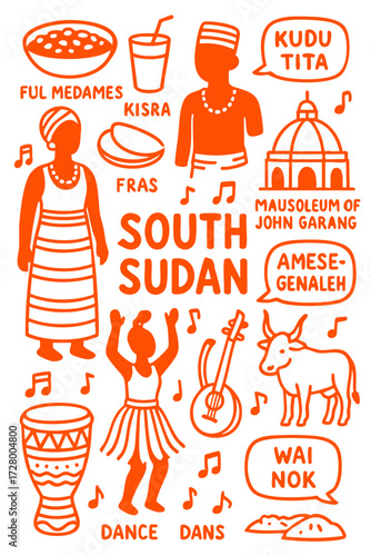Culture Illustration Set – Traditional People, Music, Dance, Food, and Symbols