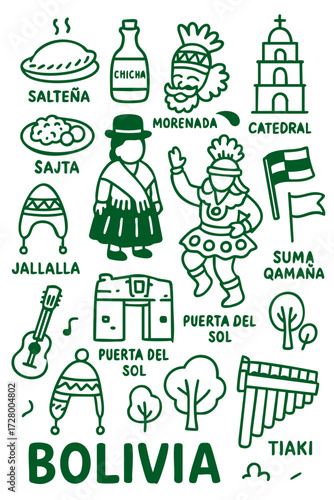 Culture Illustration Set – Traditional People, Music, Dance, Food, and Symbols