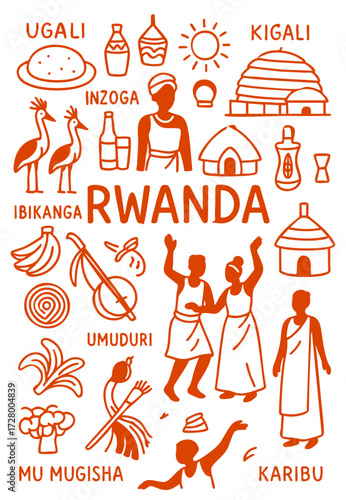 Culture Illustration Set – Traditional People, Music, Dance, Food, and Symbols