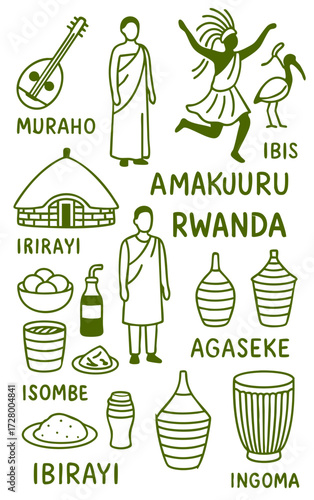 Culture Illustration Set – Traditional People, Music, Dance, Food, and Symbols