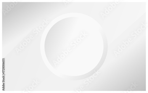 Abstract shiny silver display case. White empty space concept with a container seen from above with glowing semicircular neon lighting. 3D vector rendering of a product and food display presentation.