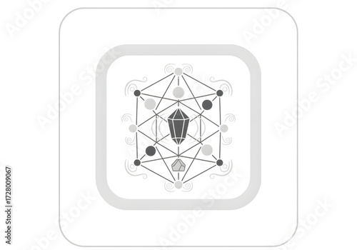 Minimal icon of a crystal grid — no  background, no shadow PNG