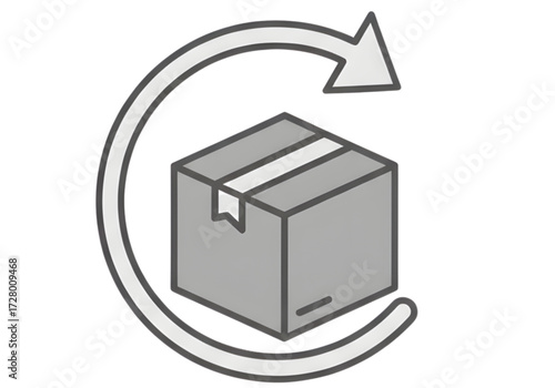 Minimal icon of a box with return arrow — no background, no shadow PNG