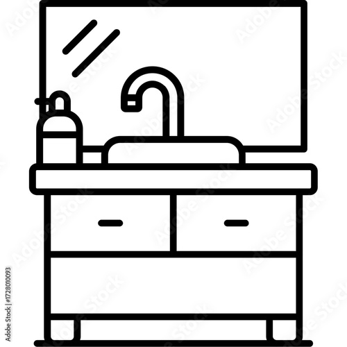 Washbasin Outline Icon