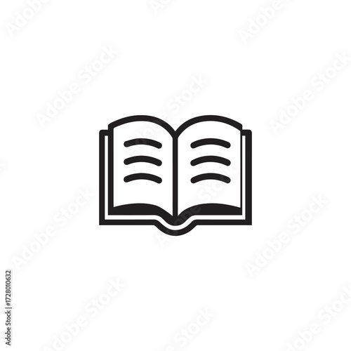 An open book icon displaying knowledge, learning, reading, and education on white background