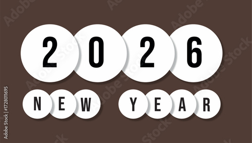 Celebrate the Anticipation of 2026 New Year's Greetings with a Modern Circular Design and Elegant Typography, Symbolizing Hope and New Beginnings on Brown Backdrop