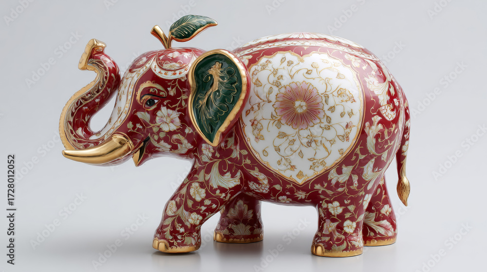 Obraz premium Intricately Patterned and Colorfully Decorated Elephant Figurine