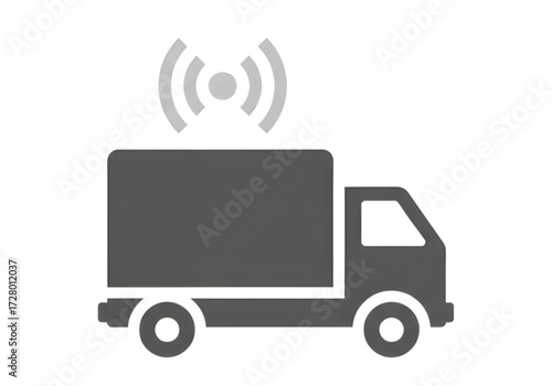Minimal icon of a delivery truck with signal — no background, no shadow PNG