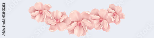 Vector Bali flowers border isolated on transparency grid background