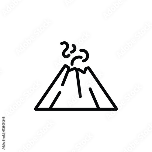 Black outline shows volcano emitting smoke against a white background