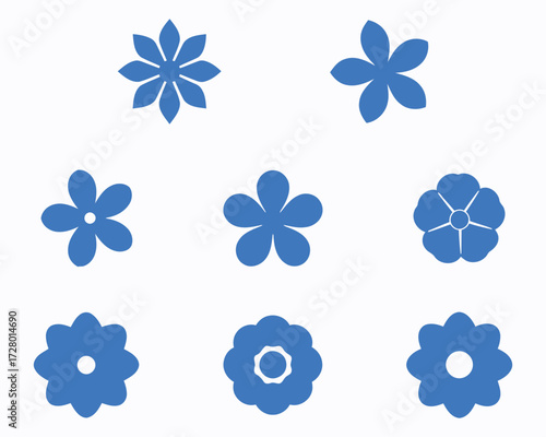 A Collection of Flower Silhouettes Demonstrating Various Petal Counts and Shapes Ranging from Simple to More Complex Designs