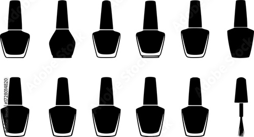 Nail polish bottles silhouette vector art white background
