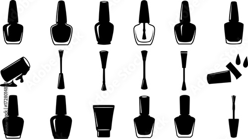 Nail polish bottles silhouette vector art white background
