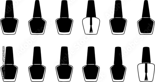 Nail polish bottles silhouette vector art white background
