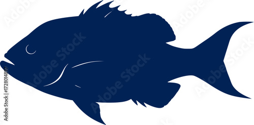 RED DRUM FISH SILHOUETTE ON WHITE BACKGROUND
