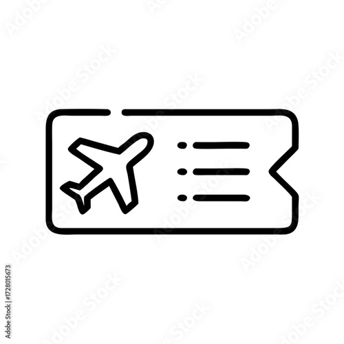 Airplane ticket icon in minimalist style with simple lines  