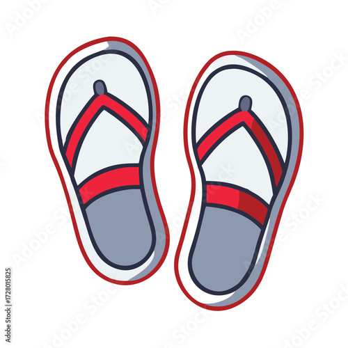 Colorful flip-flops with red straps in a simple design  