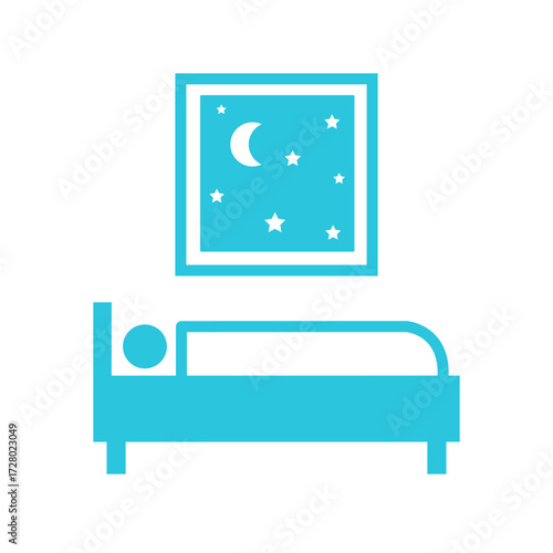 Sleeping icon. Isolated on white background. From blue icon set.
