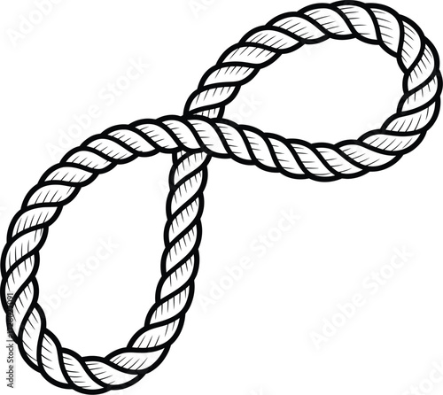 Illustration of a twisted rope with a large loop ideal for nautical themes or symbolic representations of connections and boundaries
