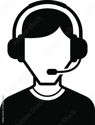 Customer Support Representative with Headset Icon Vector Illustration Ideal for Websites and Presentations Providing a Clean and Professional Visual