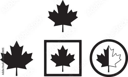 Maple Leaf Variety: A collection of distinctive maple leaf designs in a striking black and white composition, showcasing the iconic emblem.
