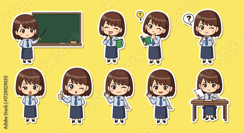 Adobe illustrator artwork vector illustration set of eight cute female character