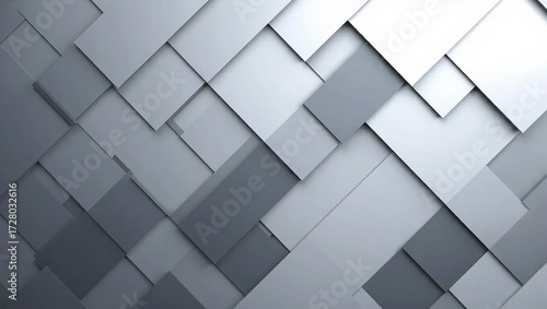 Abstract geometric pattern of overlapping gray and white squares