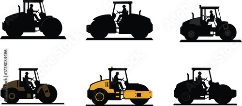 Heavy construction roller, asphalt compactor, road machinery, pavement roller, industrial equipment, civil engineering machine, road construction, 